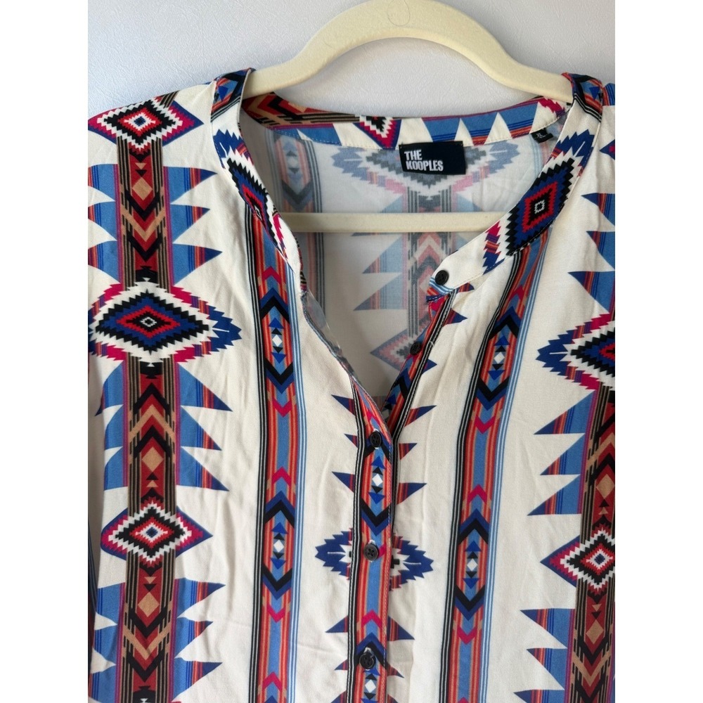 The Kooples XL Geometric Southwestern Print Tiered Maxi Dress Multicolor Viscose - Picture 4 of 8